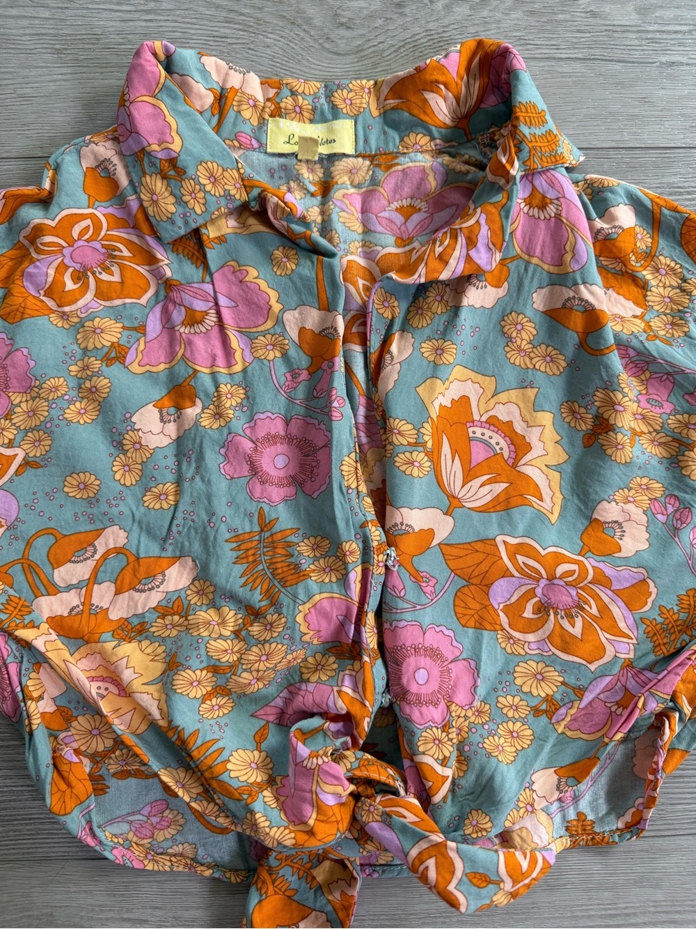 Love Notes Floral Crop Button-Front Tie Hem Shirt Bohemian